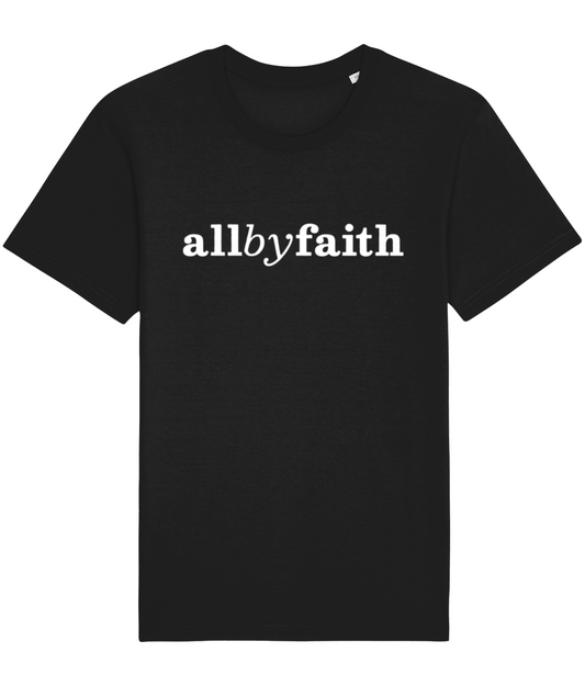 "All By Faith" white logo t-shirt black - allbyfaithshop