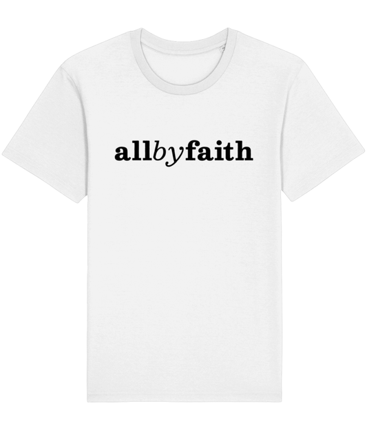 "All By Faith" black logo t-shirt white - allbyfaithshop